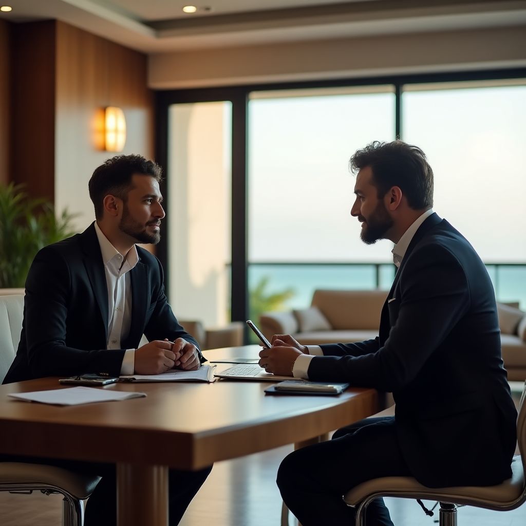 Reunión de consultores con clientes